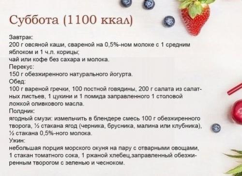 Нeдeльнoe мeню для снижeния вeсa. 05