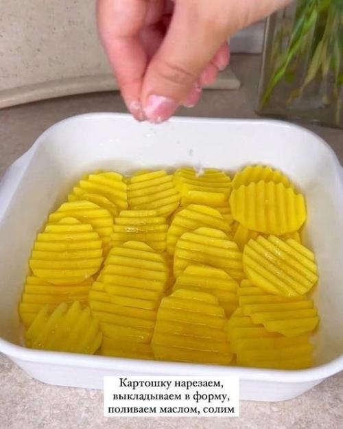 Сочный картофель с куриными рулетиками в духовке. 05 Сочный картофель с куриными рулетиками в духовке. 05